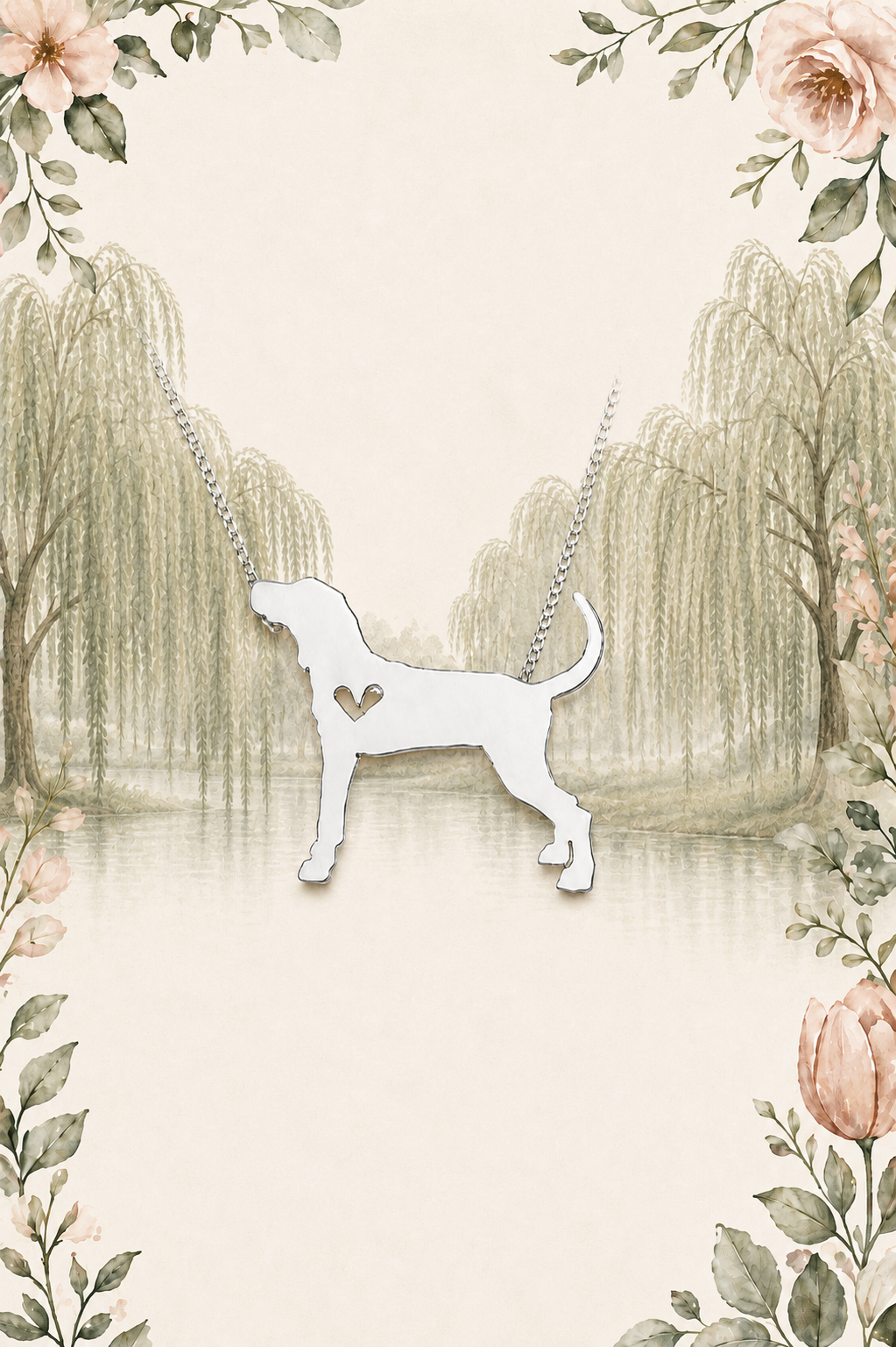 Hound Heart Necklace - Rolo Chain